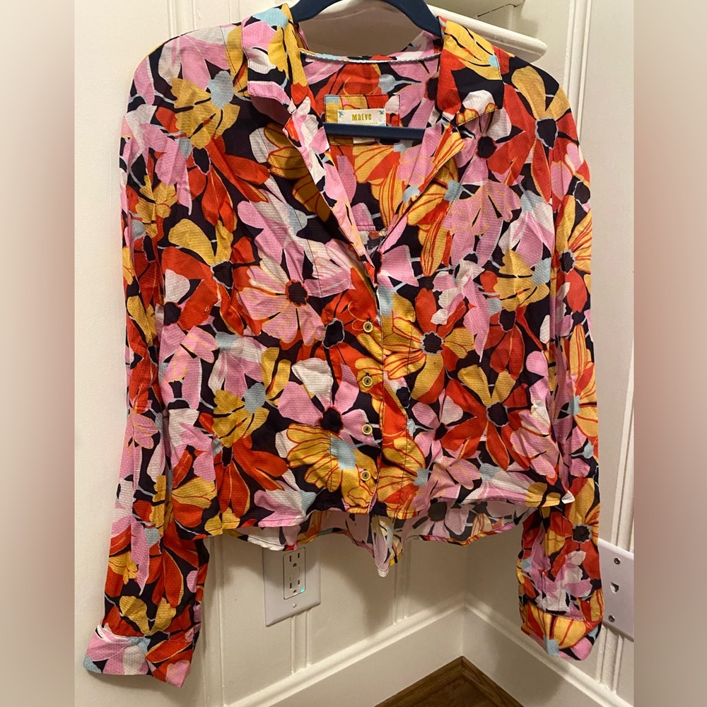 Maeve retro floral button down